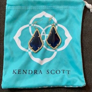 Alex Gold Drop Earrings in Navy Blue